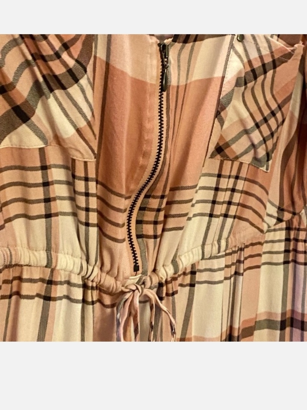 Torrid Blush & Cream Plaid Midi Shirt Dress Size 0X – EUC - Picture 3 of 5
